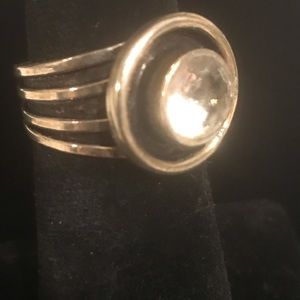 Sterling Silver Clear Stone Split-Shank Ring